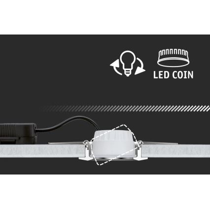 Paulmann 93976 - SÆT 3xLED/6,8W IP44 Indbygningslampe til badeværelse COIN 230V