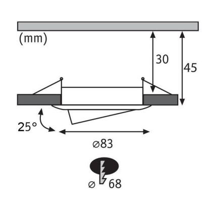 Paulmann 93979 - Indbygningsspot til badeværelse COIN LED/6,8W IP23 230V