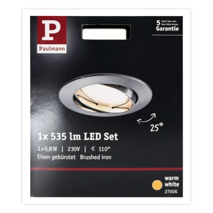 Paulmann 93979 - Indbygningsspot til badeværelse COIN LED/6,8W IP23 230V