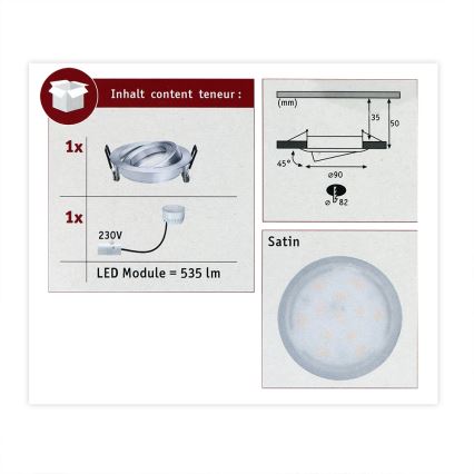 Paulmann 93983 - Indbygningsspot COIN LED/6,8W IP23 230V