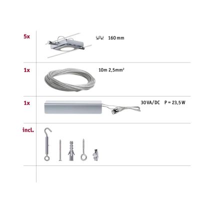 Paulmann 94108 - SÆT 5xLED/4,3W Spotlampe til skinnesystem MAC 230V mat krom