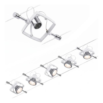 Paulmann 94134 - Sæt med 5 GU5,3/10W, komplet kabelsystem MAC 230V, hvid