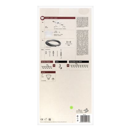 Paulmann 94134 - Sæt med 5 GU5,3/10W, komplet kabelsystem MAC 230V, hvid