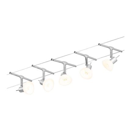 Paulmann 94136 - Sæt med 5xGU5,3/10W komplet kabelsystem SHEELA 230V poleret krom
