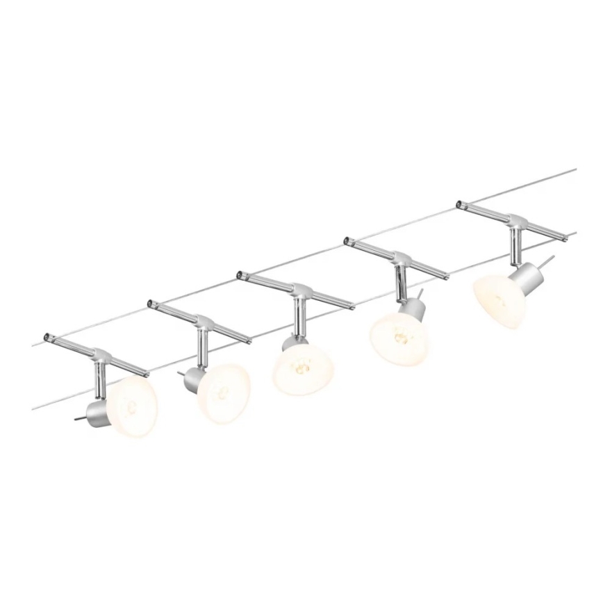 Paulmann 94136 - Sæt med 5xGU5,3/10W komplet kabelsystem SHEELA 230V poleret krom