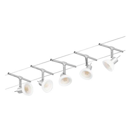 Paulmann 94136 - Sæt med 5xGU5,3/10W komplet kabelsystem SHEELA 230V poleret krom