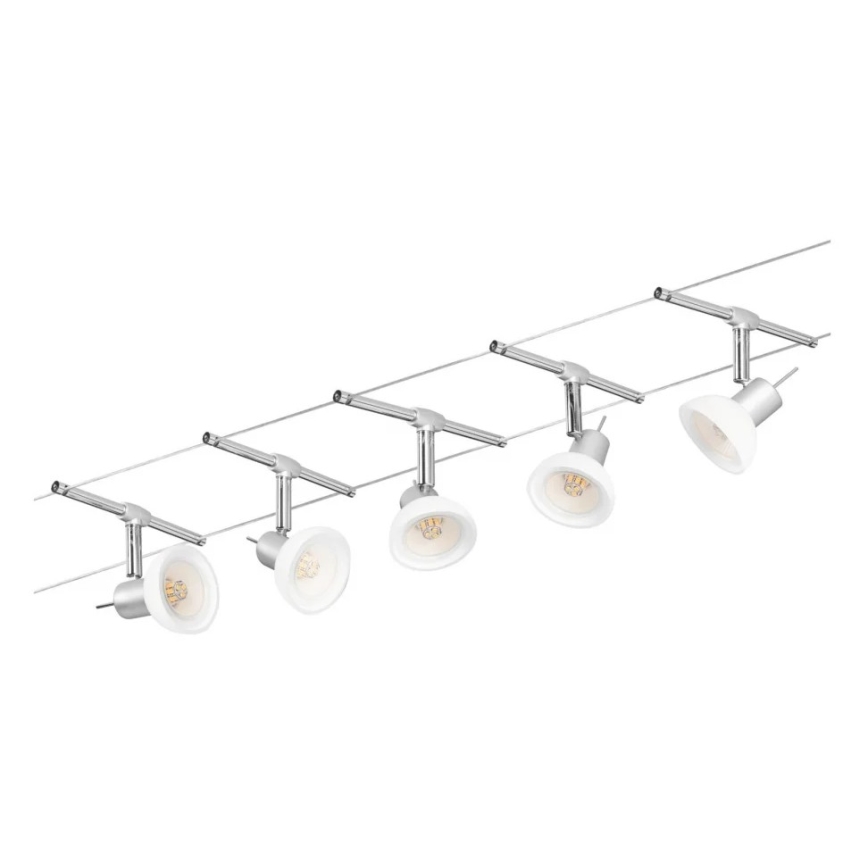Paulmann 94136 - Sæt med 5xGU5,3/10W komplet kabelsystem SHEELA 230V poleret krom