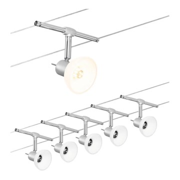 Paulmann 94136 - SÆT 5xGU5,3/10W Spotlampe til kabelsystem SHEELA 230V blank krom