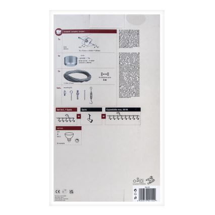 Paulmann 94152 - Sæt med 7x GU5,3/10W, komplet kabelsystem MAC 230V, mat krom