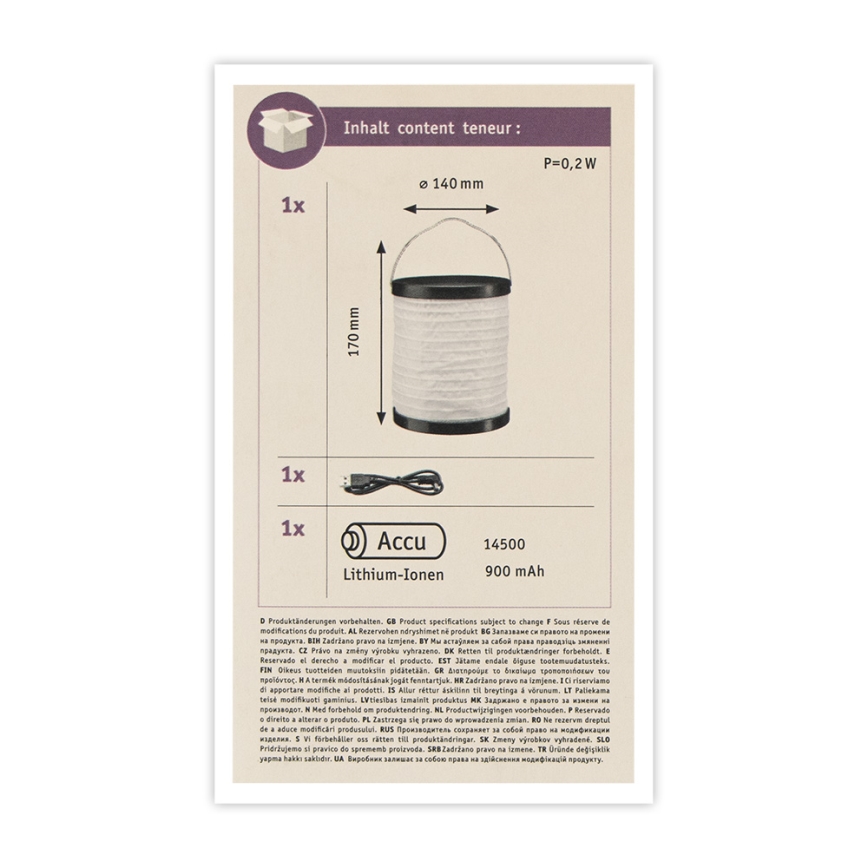 Paulmann 94169 - Dekorativ udendørslampe LED/0,2W IP44 MOBILE 3,7V 800 mAh