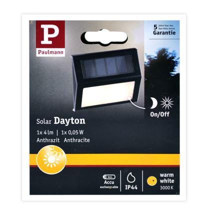 Paulmann 94234 - LED/0,05W IP44 Udendørs solcellelampe med sensor DAYTON 1,2V 400 mAh