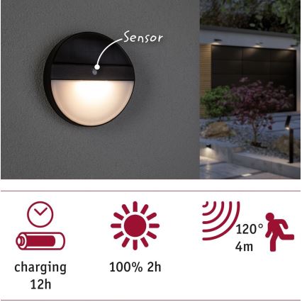 Paulmann 94264 - Udendørs solcellelampe med sensor LED/1W IP44 ELOISE 3,7V