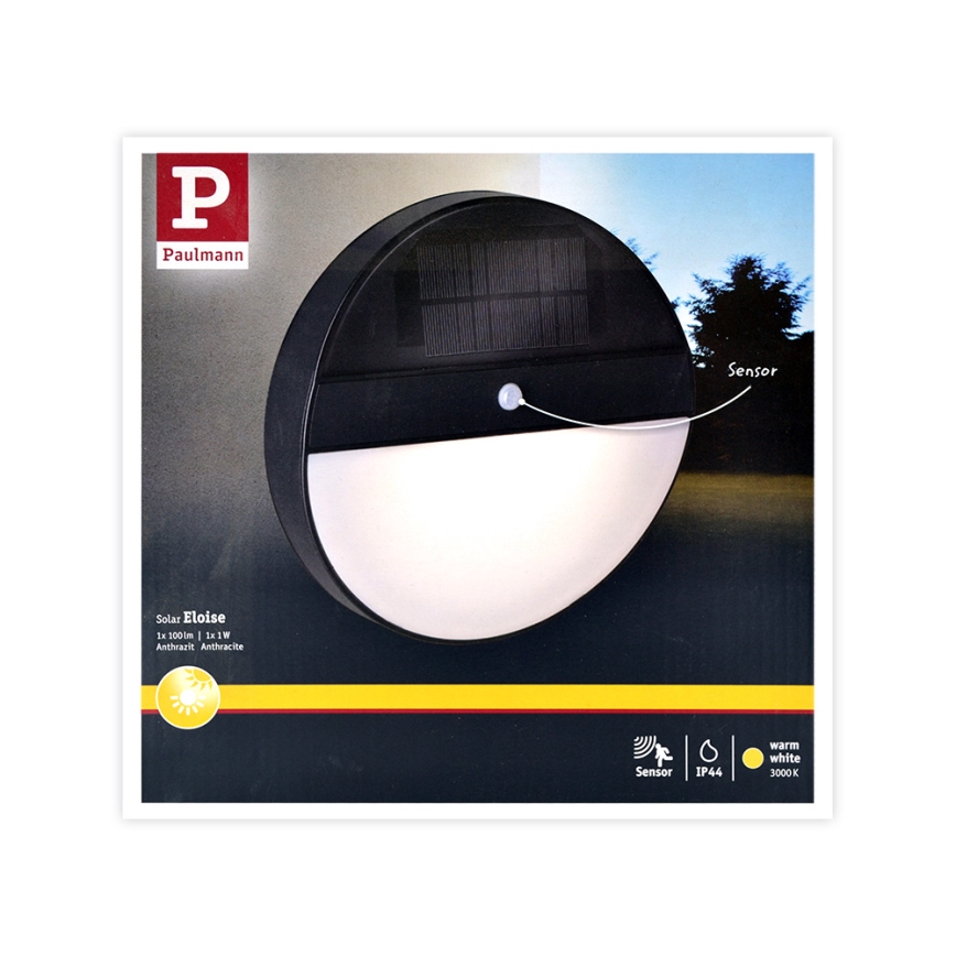 Paulmann 94264 - Udendørs solcellelampe med sensor LED/1W IP44 ELOISE 3,7V