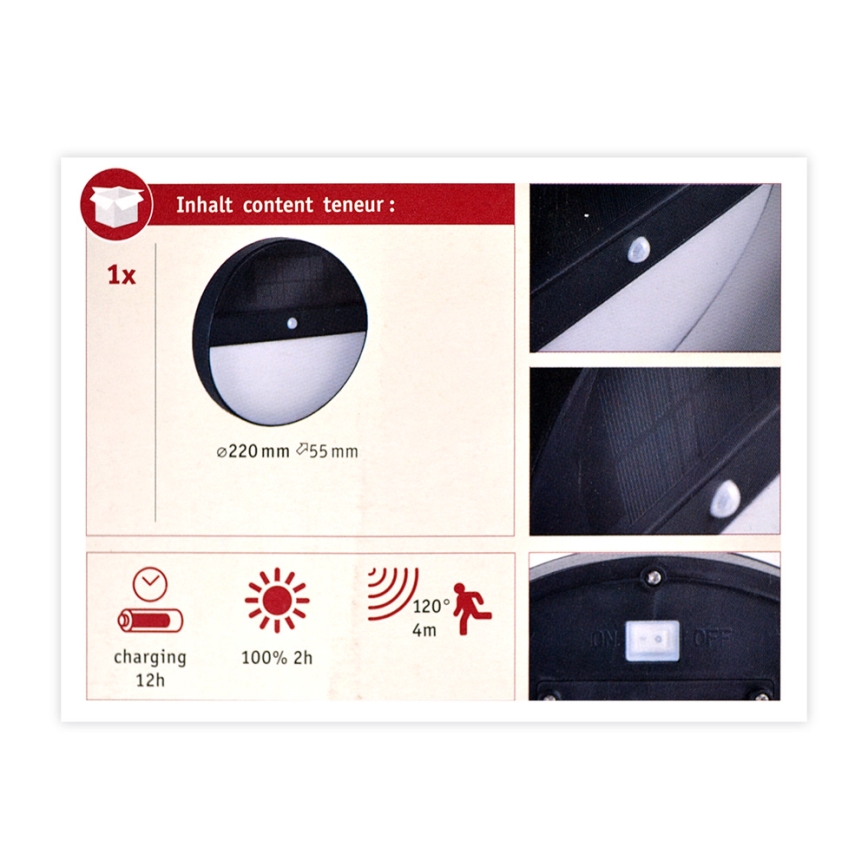 Paulmann 94264 - Udendørs solcellelampe med sensor LED/1W IP44 ELOISE 3,7V