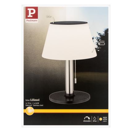 Paulmann 94309 - Solcellelampe dæmpbar LED/0,8W IP44 LILLESOL 3,7V