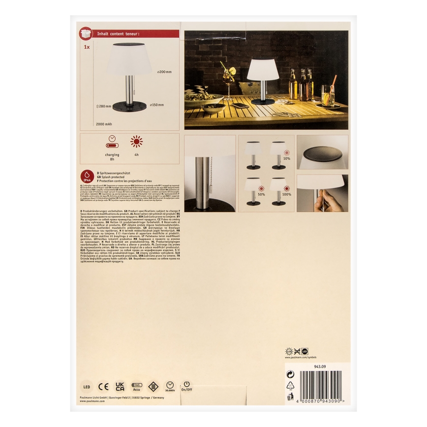 Paulmann 94309 - Solcellelampe dæmpbar LED/0,8W IP44  LILLESOL 3,7V 2000 mAh