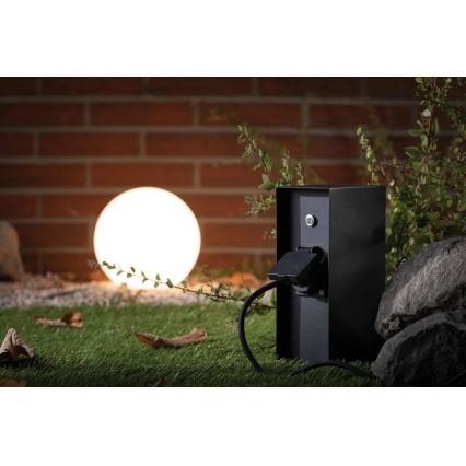 Paulmann 94315 -Udvendig stikkontaktsøjle med skumringssensor RIO 3Z SCHUKO 230V IP44