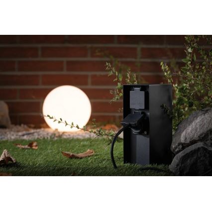 Paulmann 94315 -Udvendig stikkontaktsøjle med skumringssensor RIO 3Z SCHUKO 230V IP44