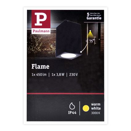 Paulmann 94327 - Udendørs væglampe LED/3,8W IP44 FLAME 230V antracit