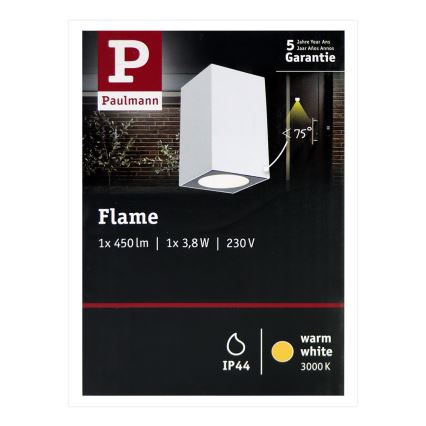 Paulmann 94329 - Udendørs væglampe LED/3,8W IP44 FLAME 230V hvid