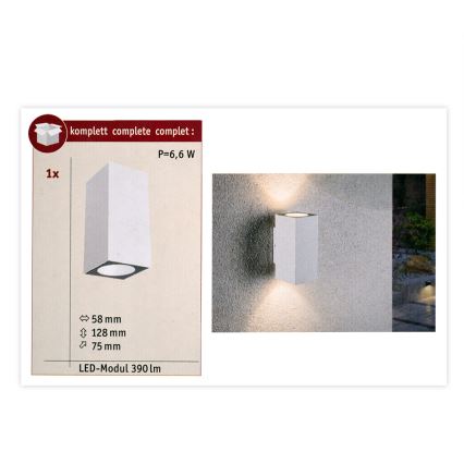 Paulmann 94330 - Udendørs væglampe 2xLED/2,8W IP44 FLAME 230V hvid