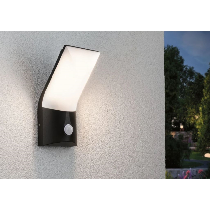 Paulmann 94402 - LED/10W IP44 Udendørs væglampe med sensor ADYA 230V