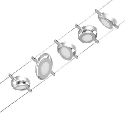 Paulmann 94414 - SÆT med 5xLED/4,5W Spotlys til wire-system ROUNDMAC 230V blank krom