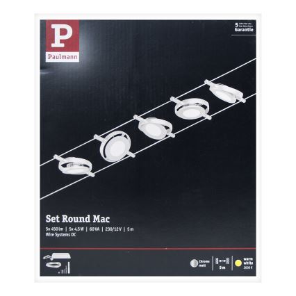 Paulmann 94414 - SÆT 5xLED/4,5W Spotlampe til lyskædesystem ROUNDMAC 230V skinnende krom