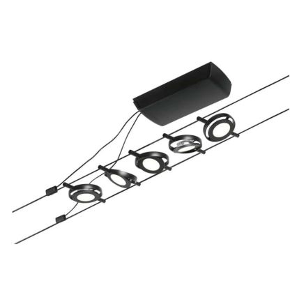 Paulmann 94418 - SÆT med 5x LED/4,5W Spot til wire-system ROUNDMAC 230V sort