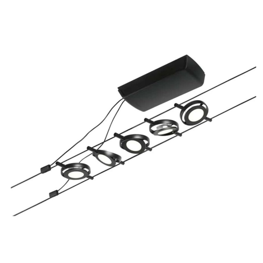 Paulmann 94418 - SÆT med 5x LED/4,5W Spot til wire-system ROUNDMAC 230V sort