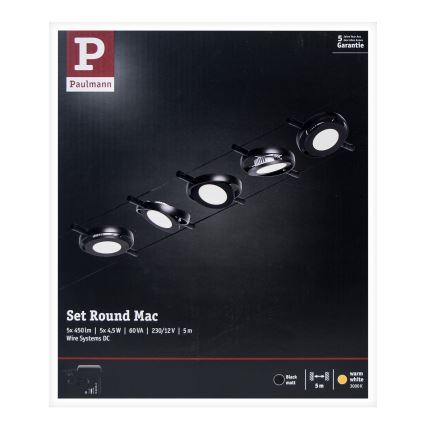 Paulmann 94418 - SÆT 5xLED/4,5W Spotlampe til lyskædesystem ROUNDMAC 230V sort