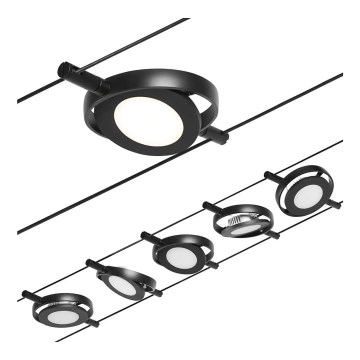 Paulmann 94418 - Sæt med 5x LED/4,5 W komplet kabelsystem ROUNDMAC 230 V, sort