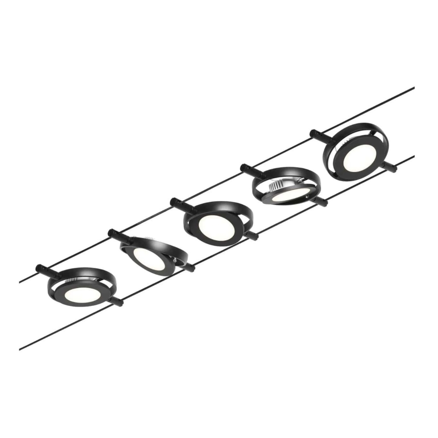 Paulmann 94418 - Sæt med 5x LED/4,5 W komplet kabelsystem ROUNDMAC 230 V, sort