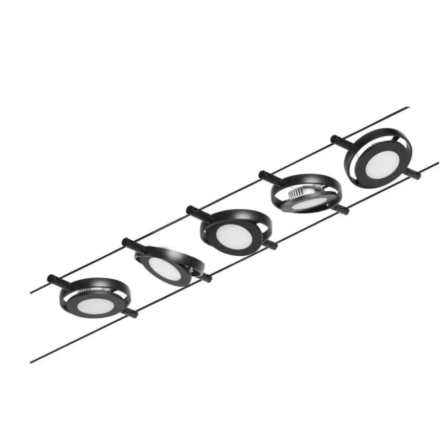 Paulmann 94418 - Sæt med 5x LED/4,5 W komplet kabelsystem ROUNDMAC 230 V, sort