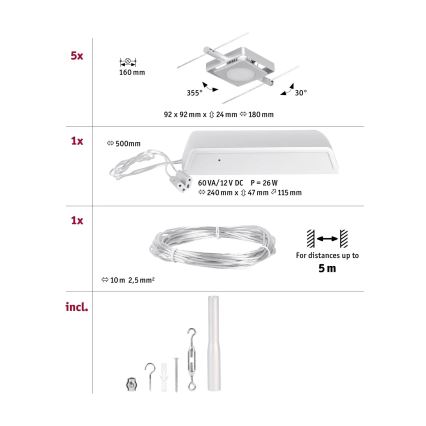 Paulmann 94420 - SÆT 5xLED/4,5W Spotlampe til skinnesystem MAC 230V mat krom