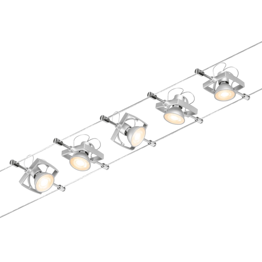 Paulmann 94430 - SÆT med 5xGU5,3/10W Spotlampe til kabelsystem MAC 230V mat krom