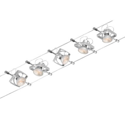 Paulmann 94430 - SÆT med 5xGU5,3/10W Spotlampe til kabelsystem MAC 230V mat krom