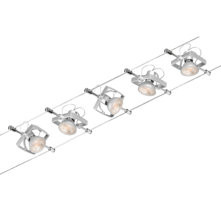 Paulmann 94430 - SÆT med 5xGU5,3/10W Spotlampe til kabelsystem MAC 230V mat krom