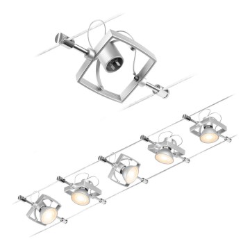 Paulmann 94430 - SÆT med 5xGU5,3/10W Spotlampe til kabelsystem MAC 230V mat krom