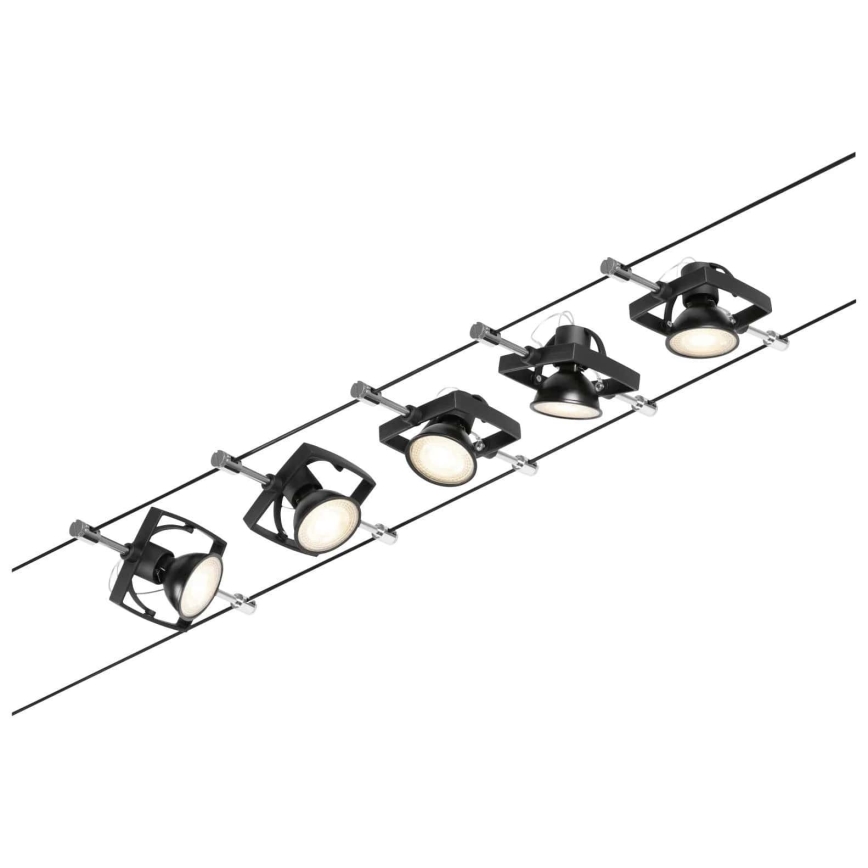 Paulmann 94434 - SÆT 5xGU5,3/10W Spotlampe til kabelsystem MAC 230V sort