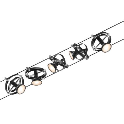 Paulmann 94440 - SÆT 5xGU5,3/10W Spotlampe til skinnesystem CARDAN 230V sort