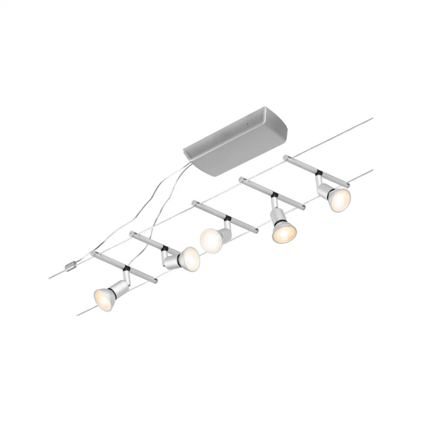 Paulmann 94442 - SÆT 5xGU5,3/10W Komplet kabelsystem SALT 230V mat krom