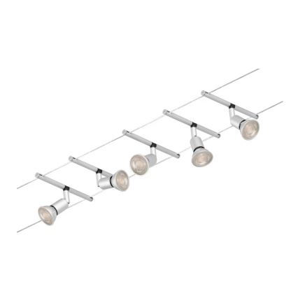 Paulmann 94442 - SÆT 5xGU5,3/10W Komplet kabelsystem SALT 230V mat krom