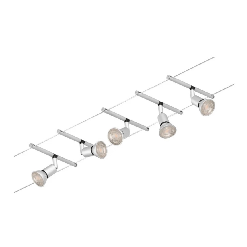 Paulmann 94442 - SÆT 5xGU5,3/10W Komplet kabelsystem SALT 230V mat krom