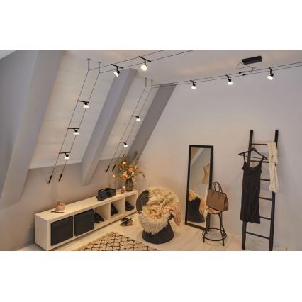 Paulmann 94450 - Sæt 5xGU5,3/10W komplet kabelsystem SHEELA 230V sort