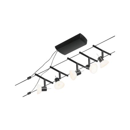 Paulmann 94450 - Sæt 5xGU5,3/10W komplet kabelsystem SHEELA 230V sort