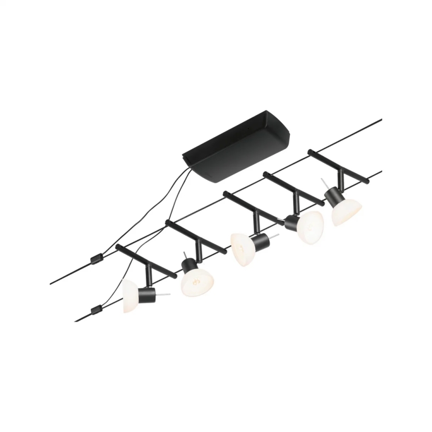 Paulmann 94450 - Sæt 5xGU5,3/10W komplet kabelsystem SHEELA 230V sort