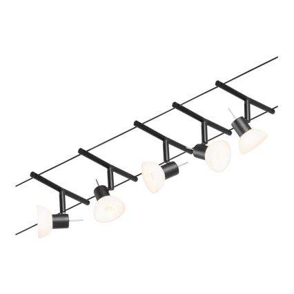 Paulmann 94450 - Sæt 5xGU5,3/10W komplet kabelsystem SHEELA 230V sort