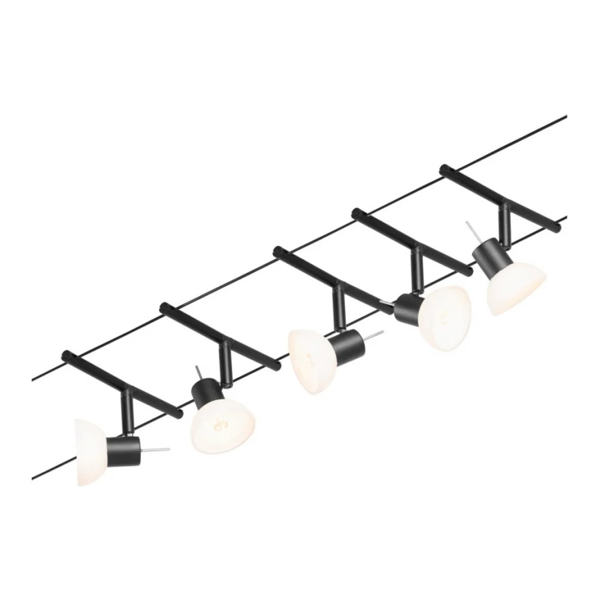 Paulmann 94450 - Sæt 5xGU5,3/10W komplet kabelsystem SHEELA 230V sort