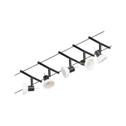 Paulmann 94450 - Sæt 5xGU5,3/10W komplet kabelsystem SHEELA 230V sort